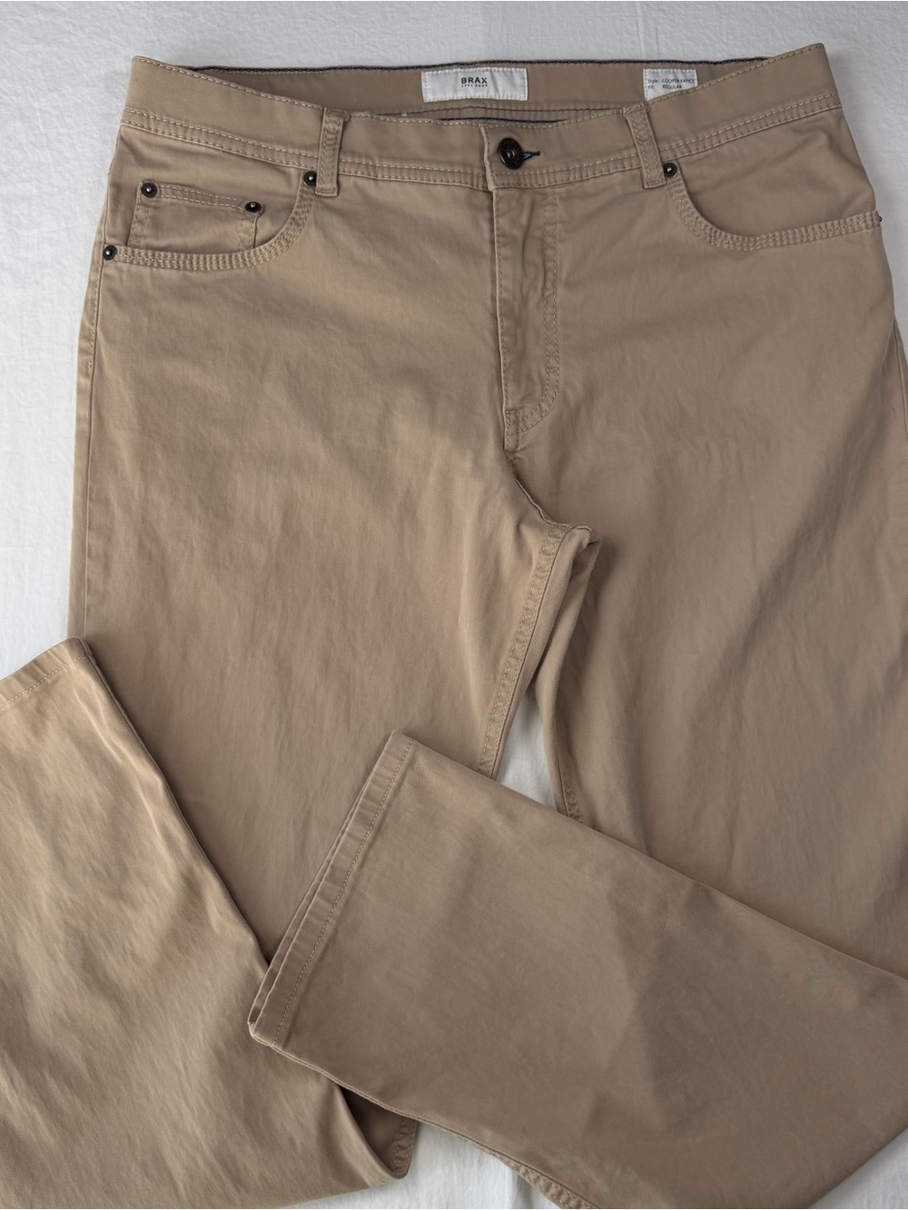 Brax Cooper Fancy Regular Fit Khaki Pants Mens 35x32 5 Pocket